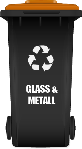 Avfallsbeholder for glass og metall